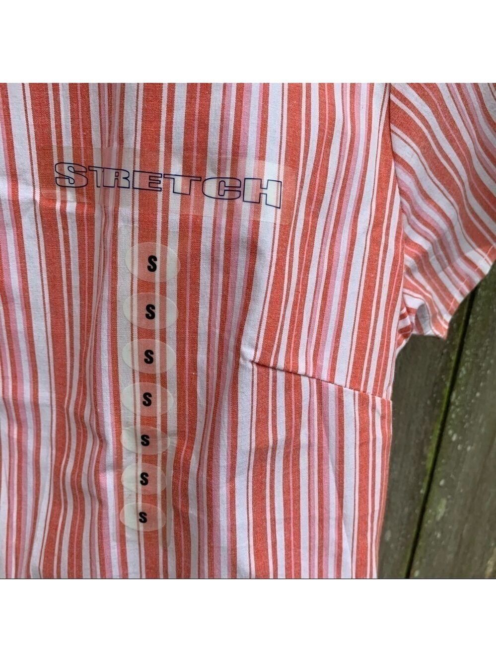 AUSTIN CLOTHING CO short sleeve striped button front cotton stretch blouse top - Picture 3 of 9